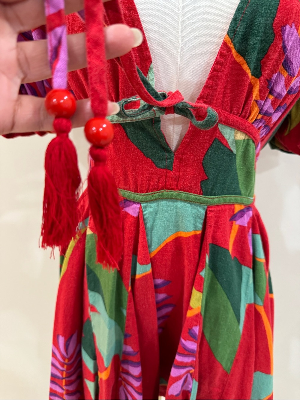 House of Harlow Tropical Floral Linen Blend Puff Sleeve Mini Dress Size 6 - Picture 5 of 12